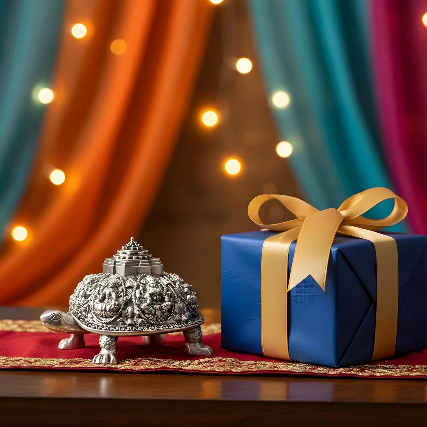 Ashta Lakshmi Tortoise Idol 999 Silver-Plated