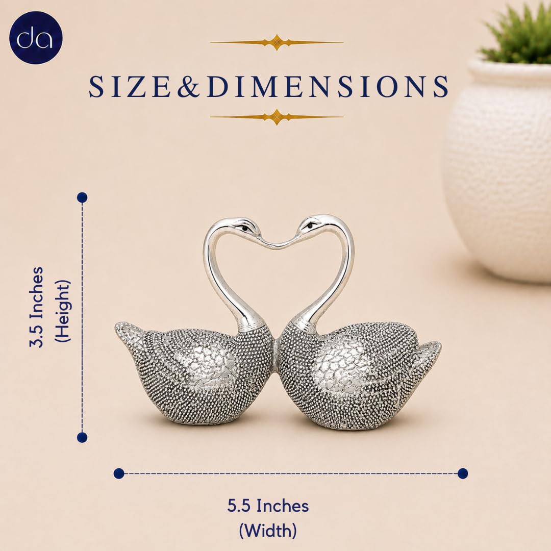 Size chart: swan pair stands 3.5 inches tall and measures 5.5 inches in width #3-5-inch #dim