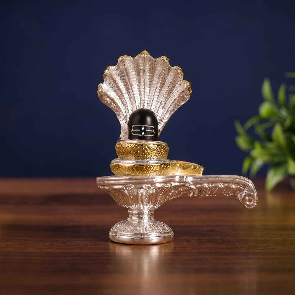 Shivling with snake idol styled for a meditation corner