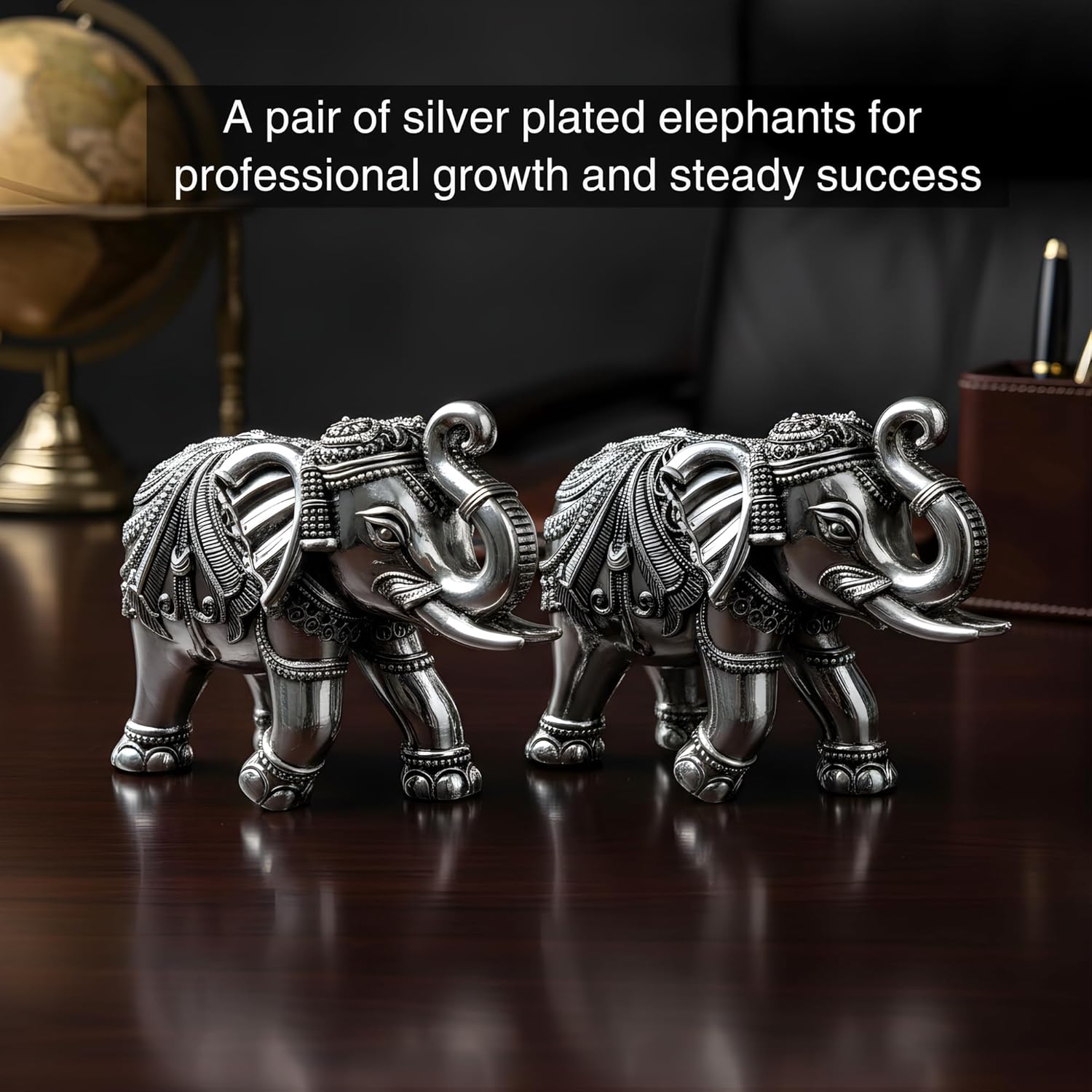 Elephant Murti Set Silver-Plated