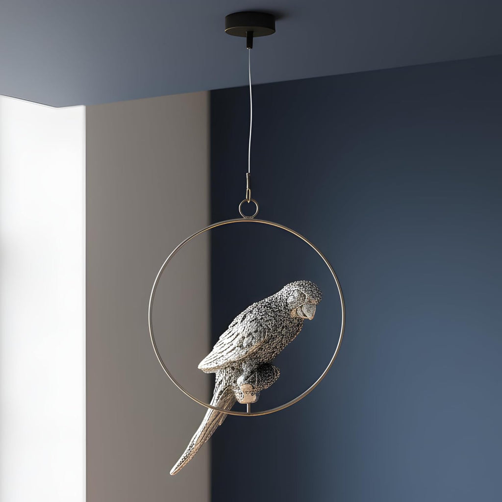 Hanging Parrot Silver-Plated Showpiece (8")