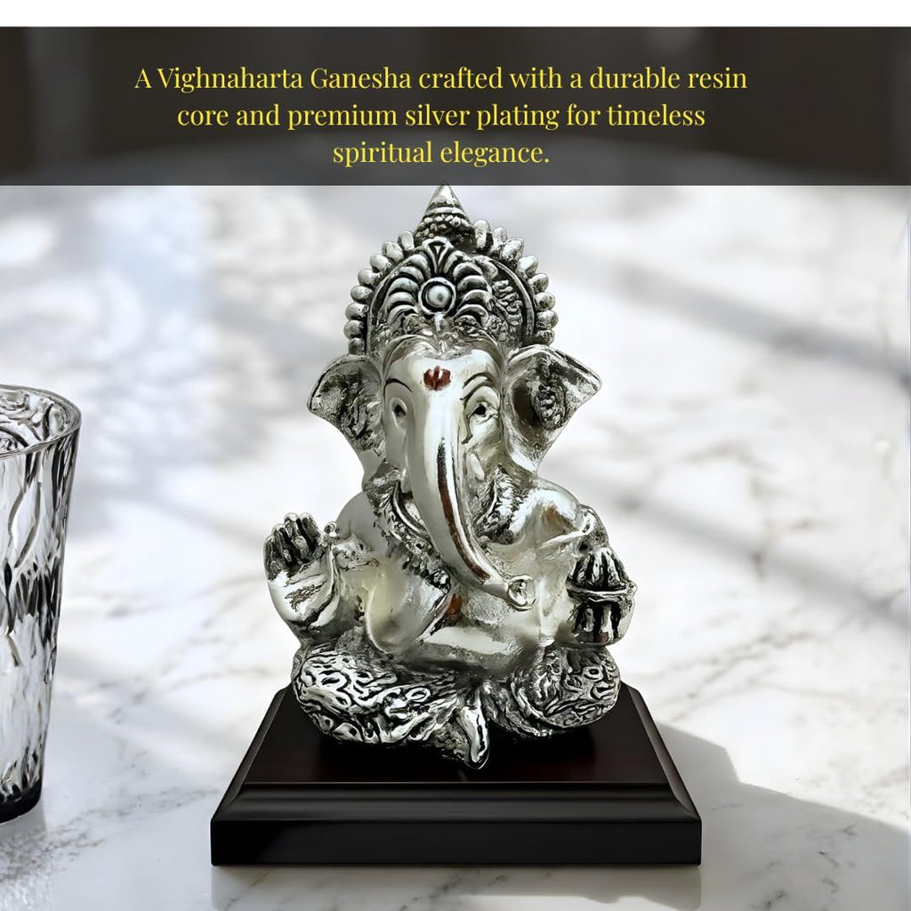 Ganesha Silver-Plated Idol (3.7")