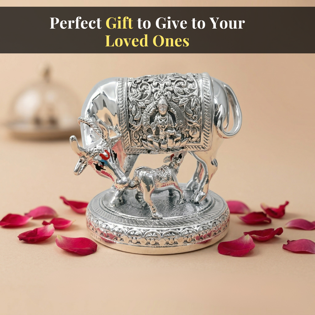 Kamdhenu Cow Silver-Plated Idol