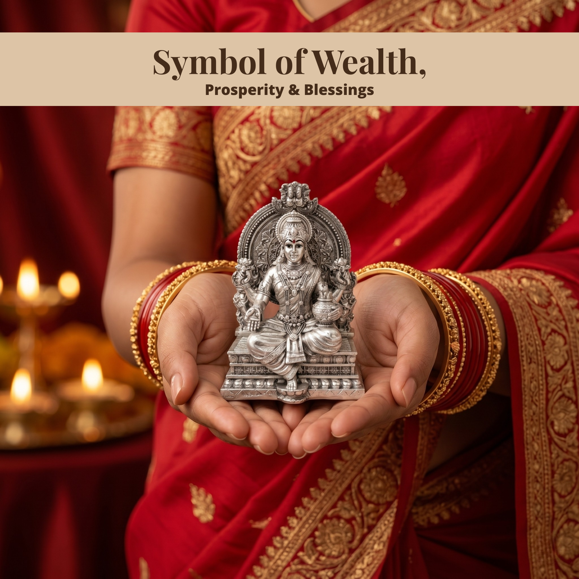 Lakshmi Silver-Plated Idol (3.7")