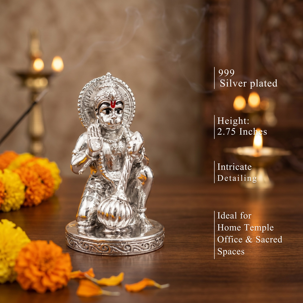 Hanuman Silver-Plated Idol