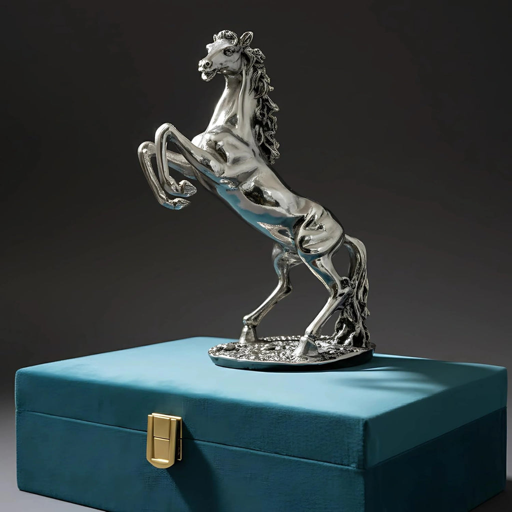 Standing Horse Statue Silver-Plated