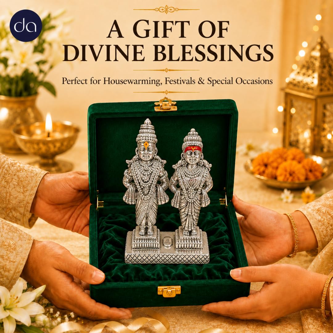 Vitthal Rukmini idol styled as home mandir decor