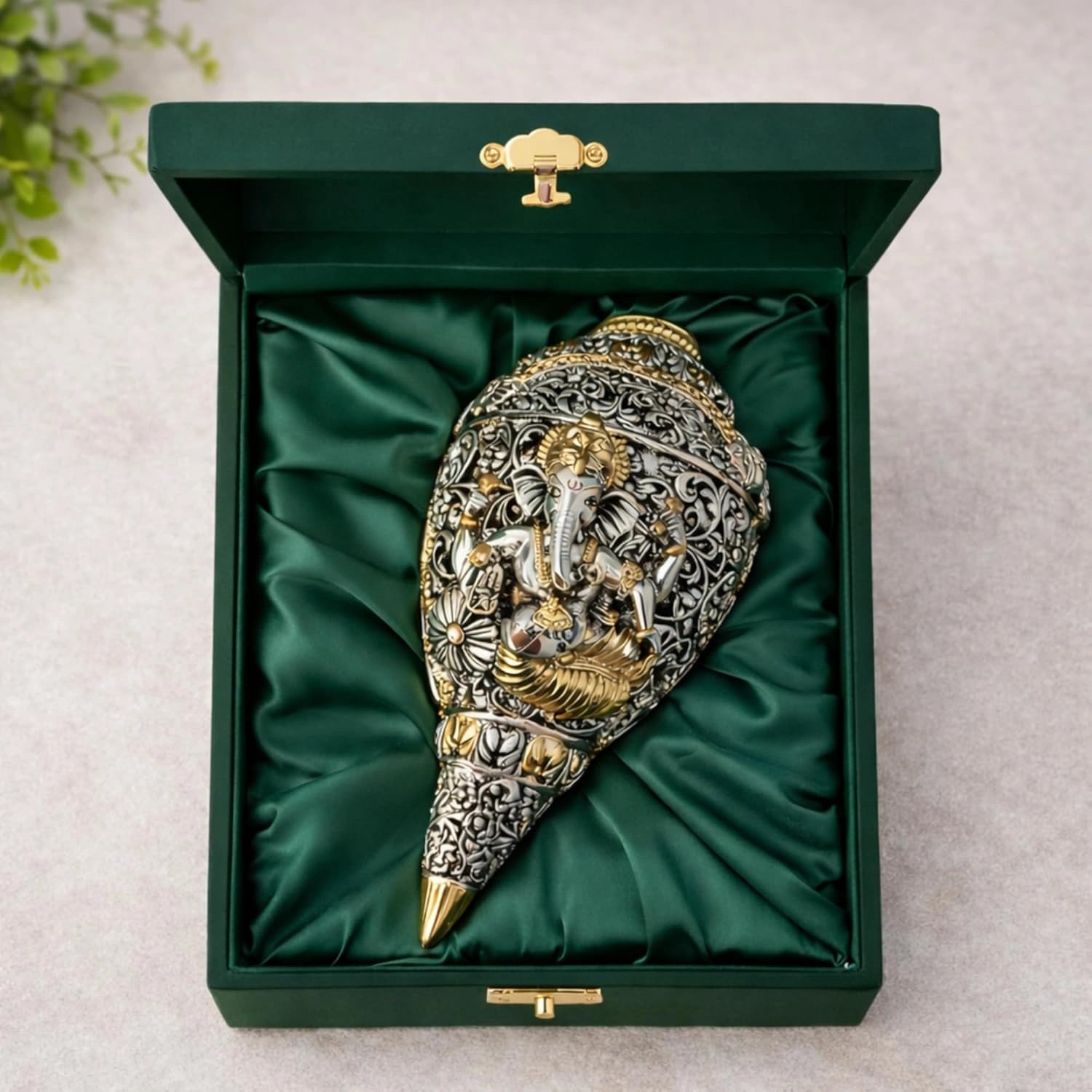 Ganesha Shankh Gold & Silver-Plated (5.2") Main image