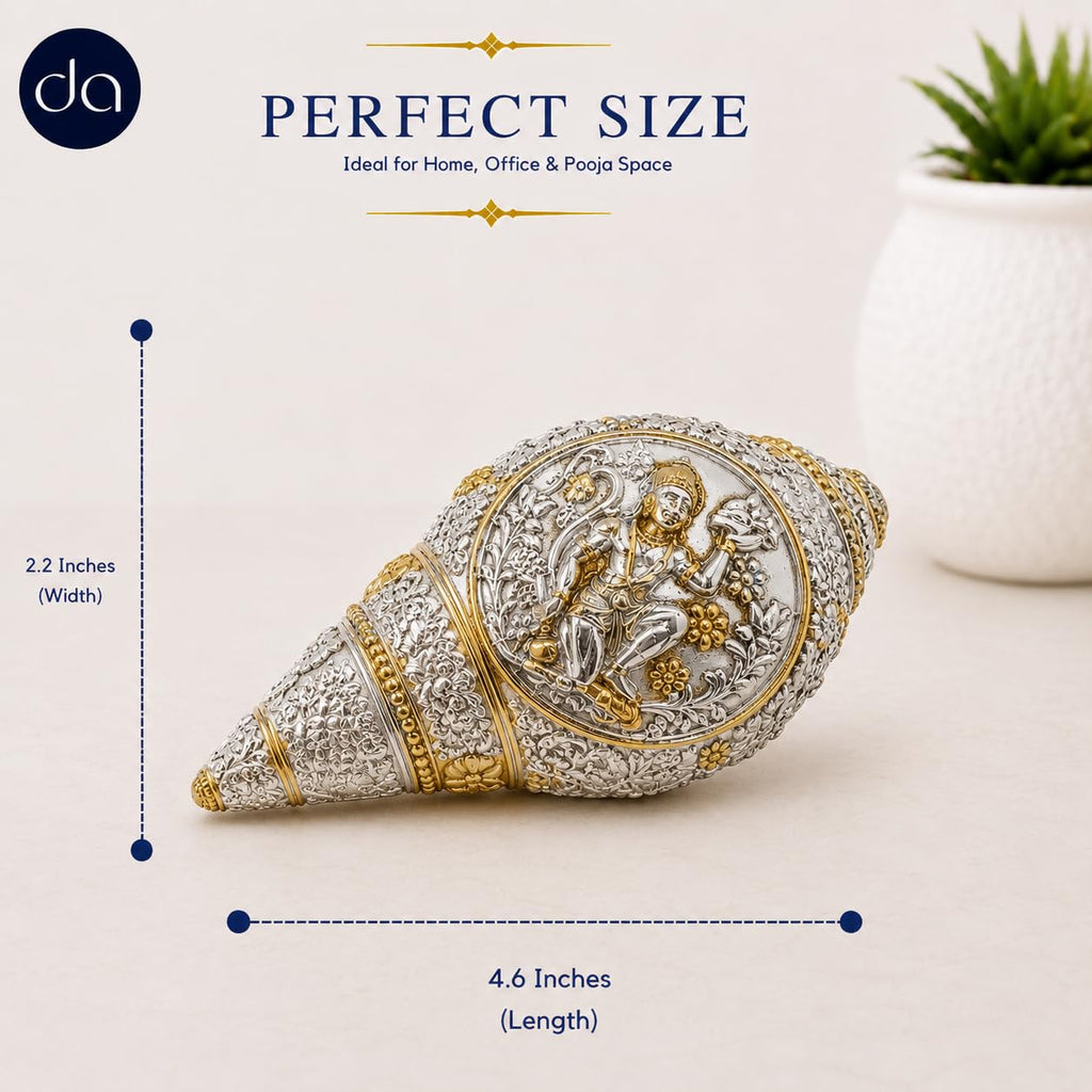 Dual-tone Hanuman conch shell showpiece, front view