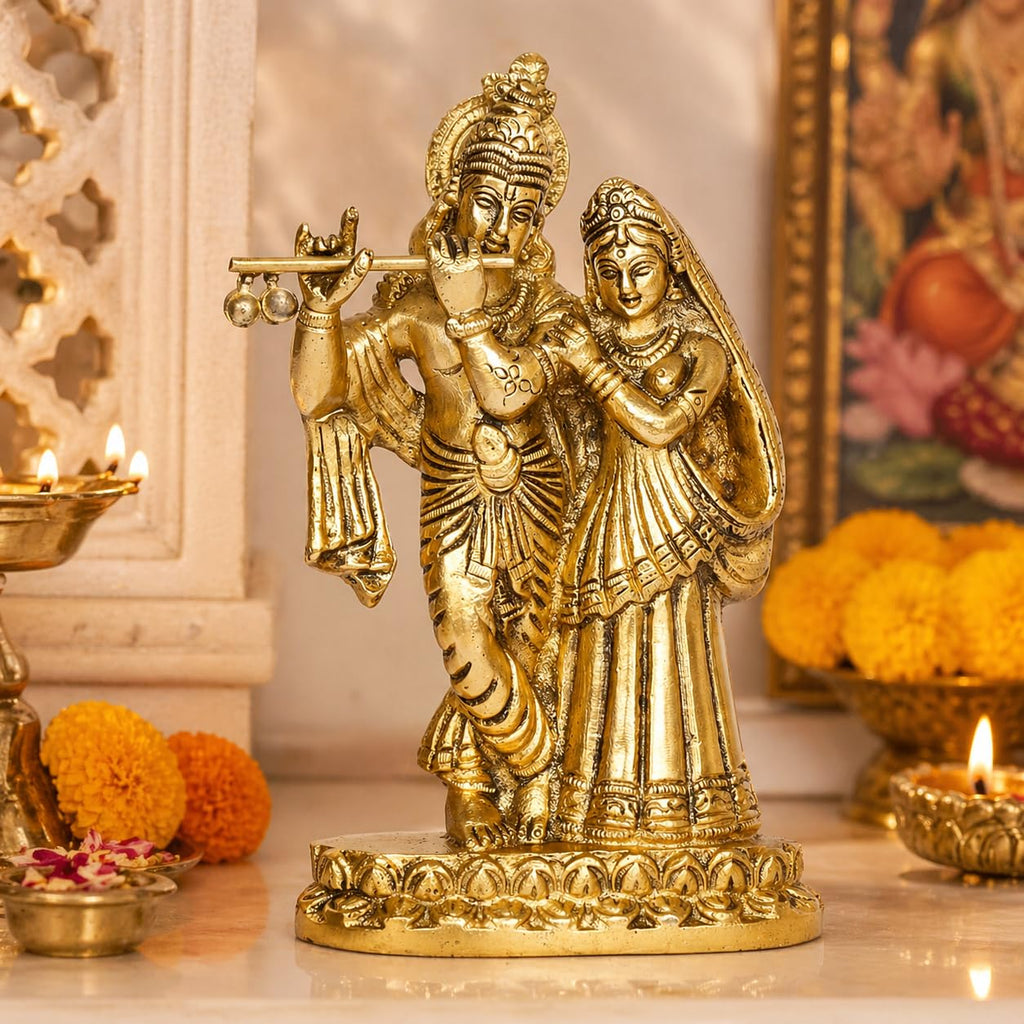 Dev Aastha Radha Krishna peacock idol in premium packaging