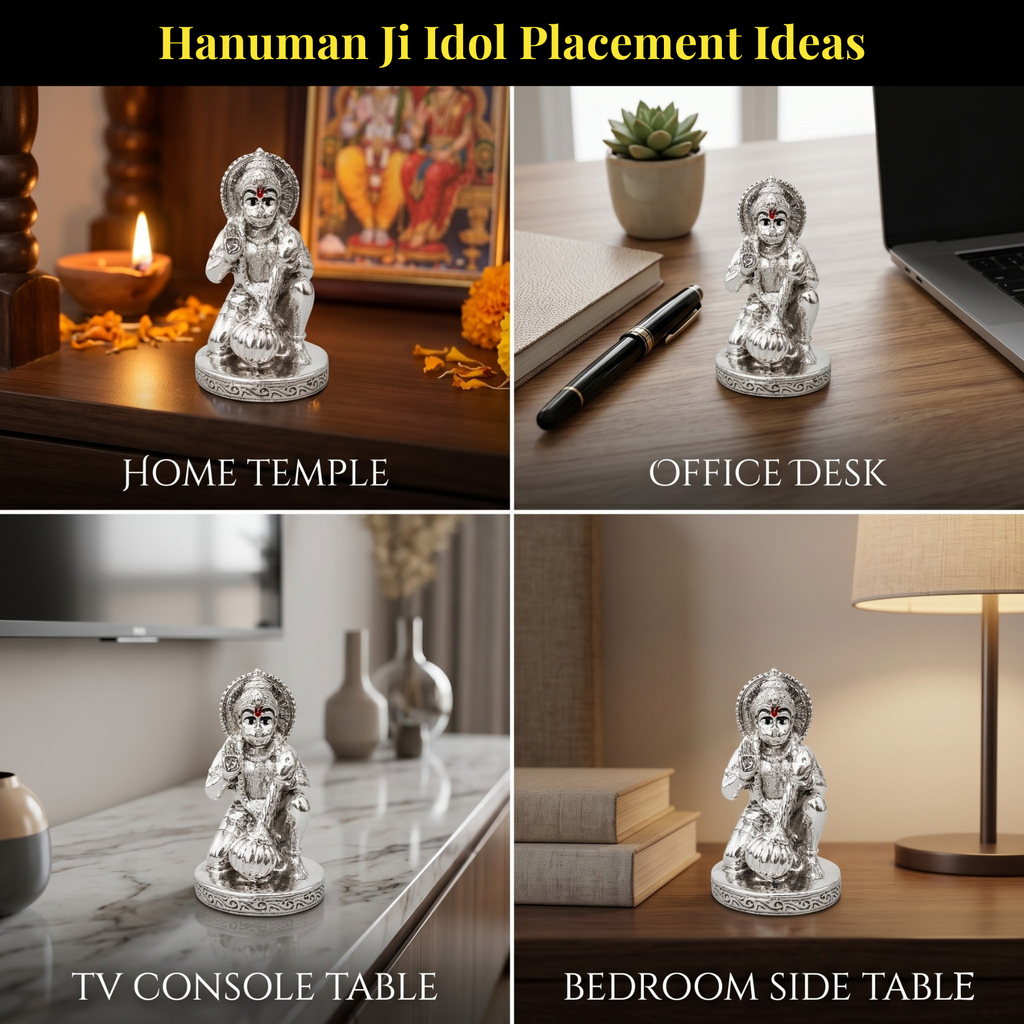 Hanuman Silver-Plated Idol
