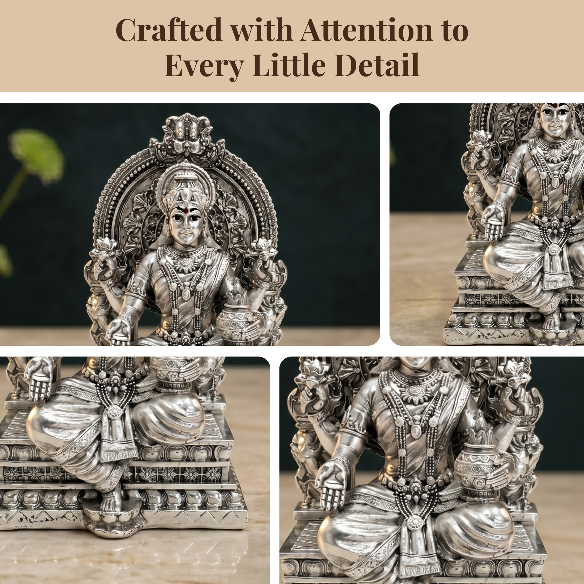 Lakshmi Silver-Plated Idol (3.7")