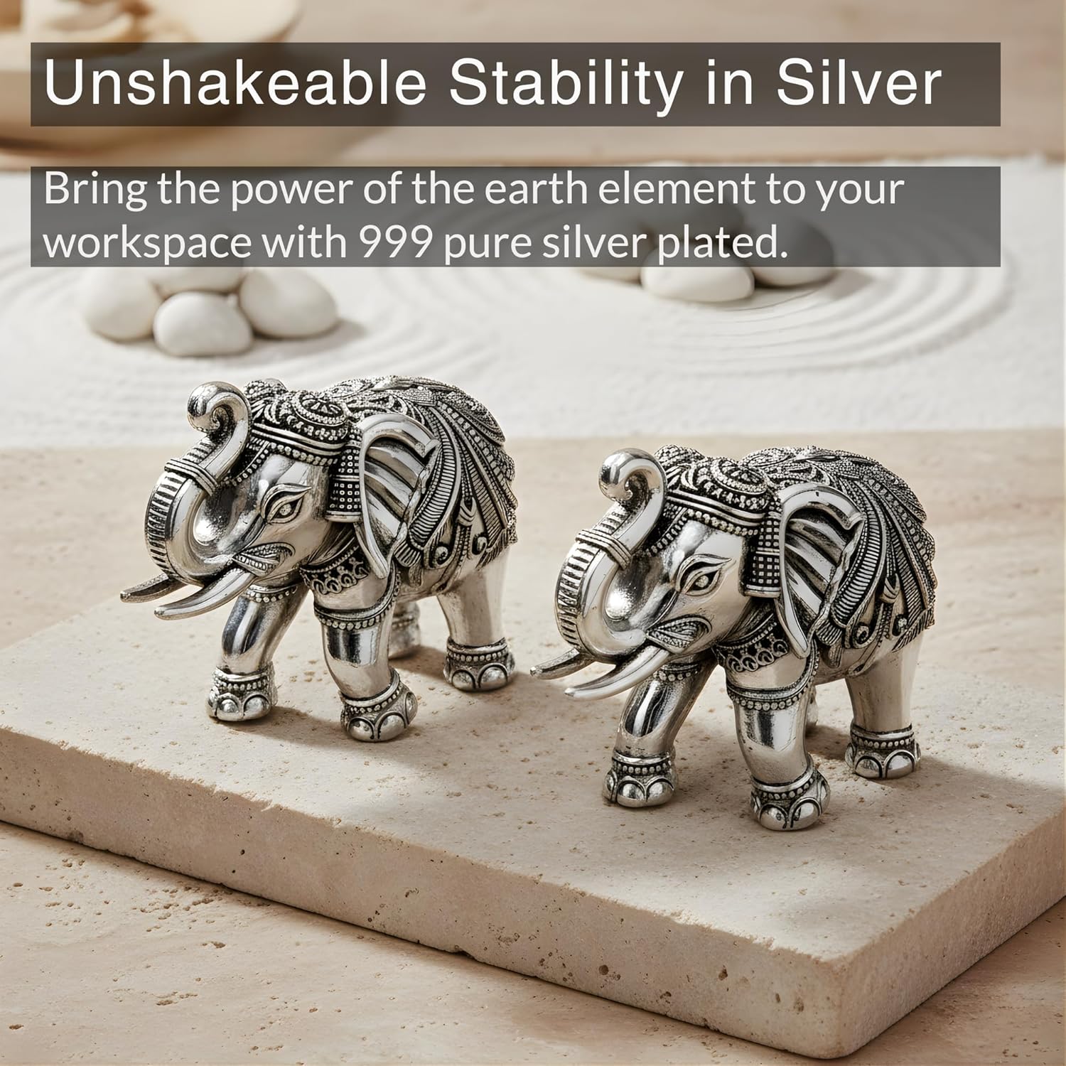 Elephant Murti Set Silver-Plated