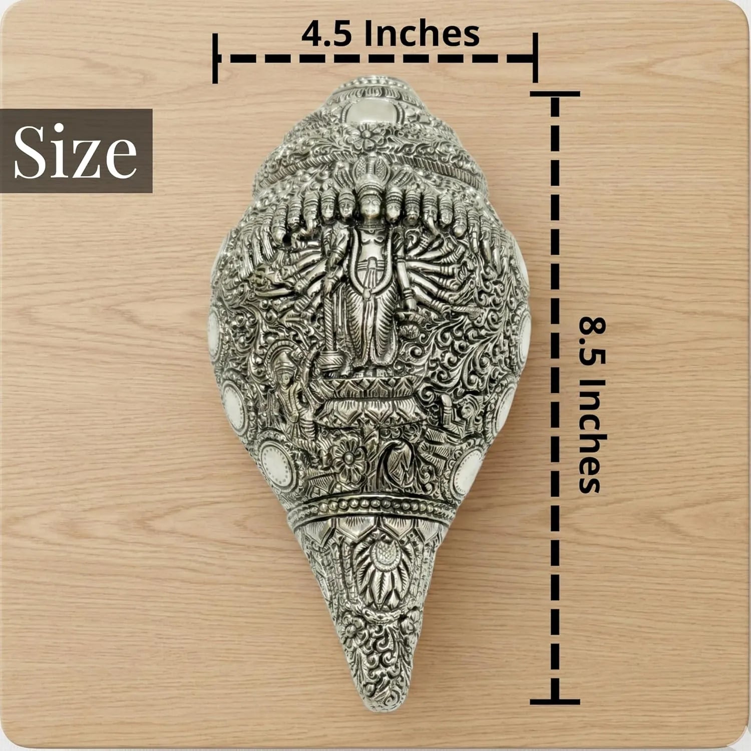 Virat Roop Vishnu Shankh Silver-Plated | Large (7") Secondary image
