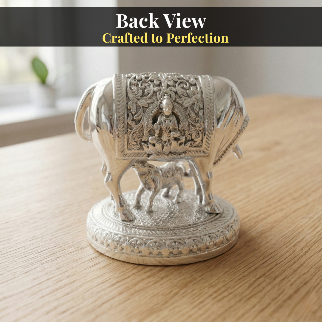 Kamdhenu Cow Silver-Plated Idol