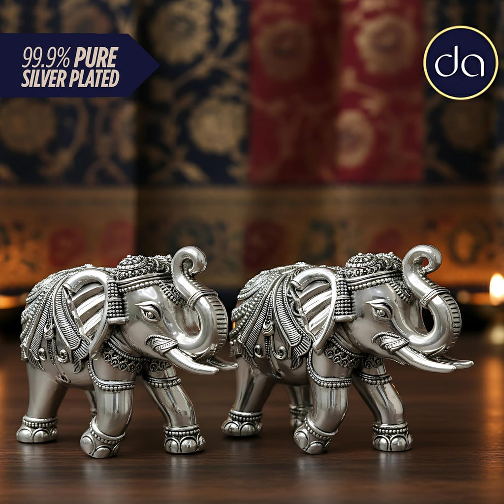 Elephant Murti Set Silver-Plated