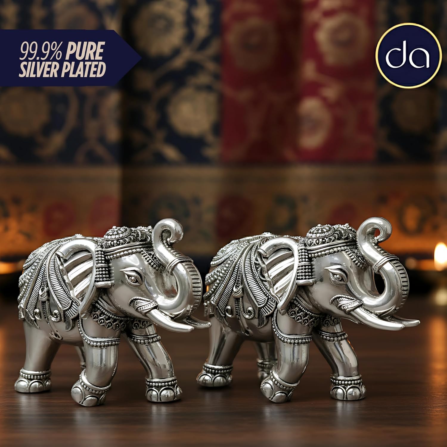 Elephant Murti Set Silver-Plated