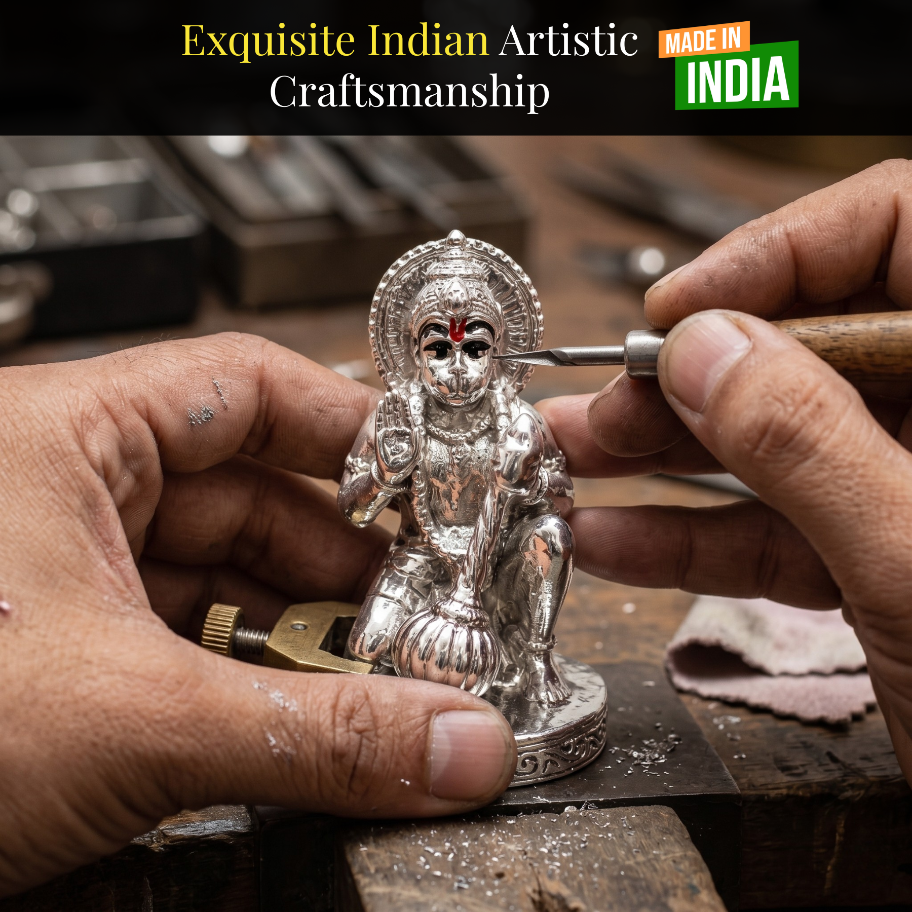Hanuman Silver-Plated Idol