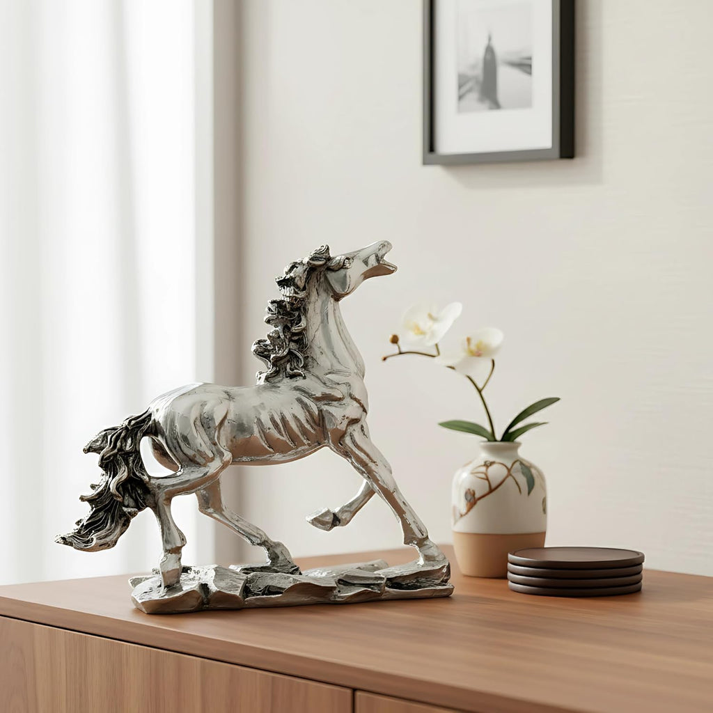 Running Horse Silver-Plated Statue (6")