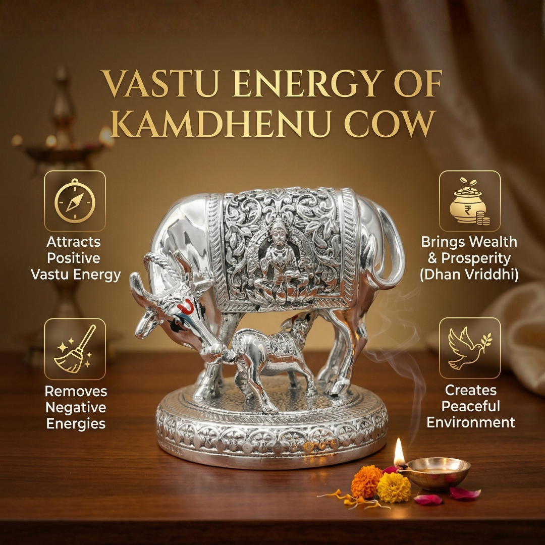 Kamdhenu Cow Silver-Plated Idol