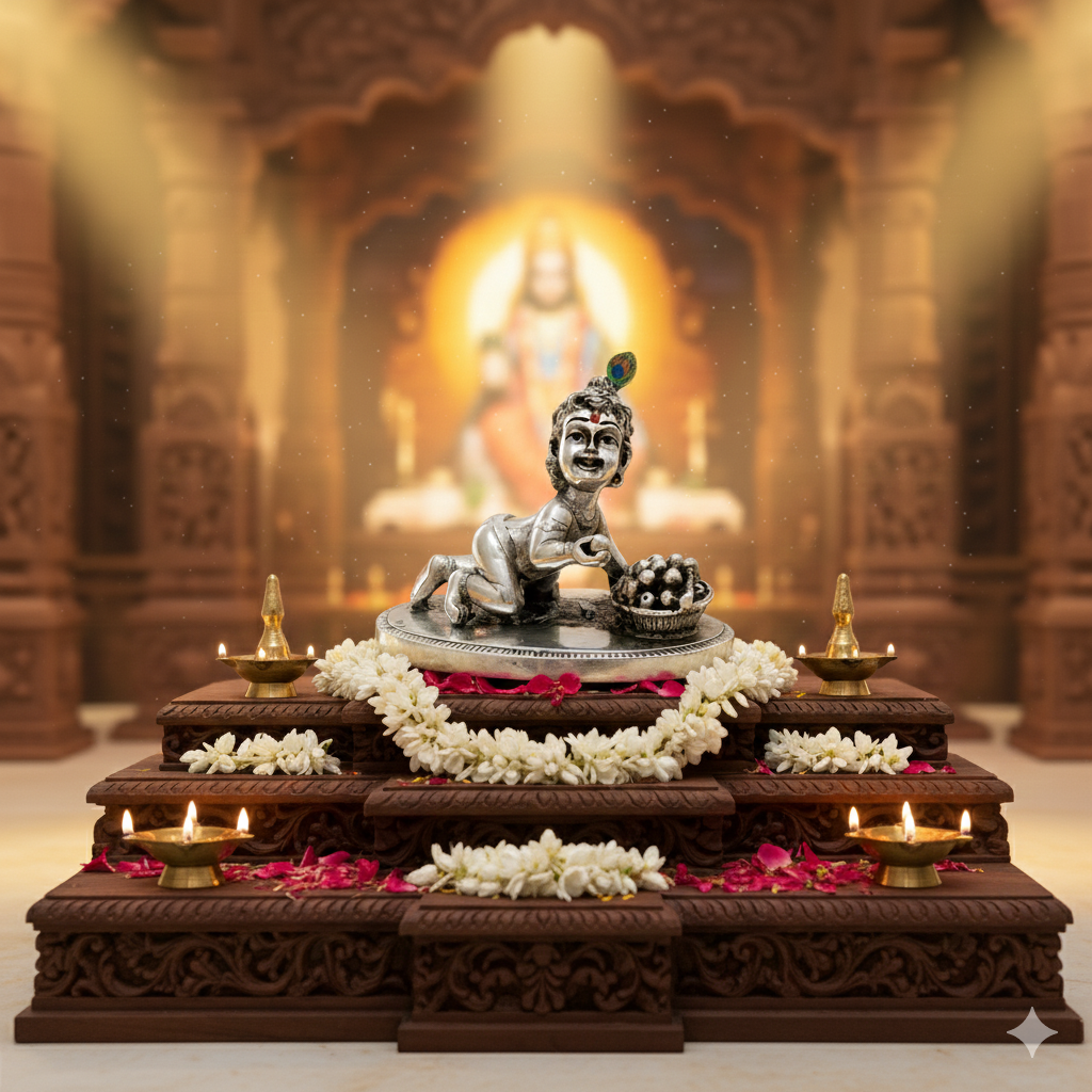 Laddu Gopal 999 Silver-Plated Small Idol