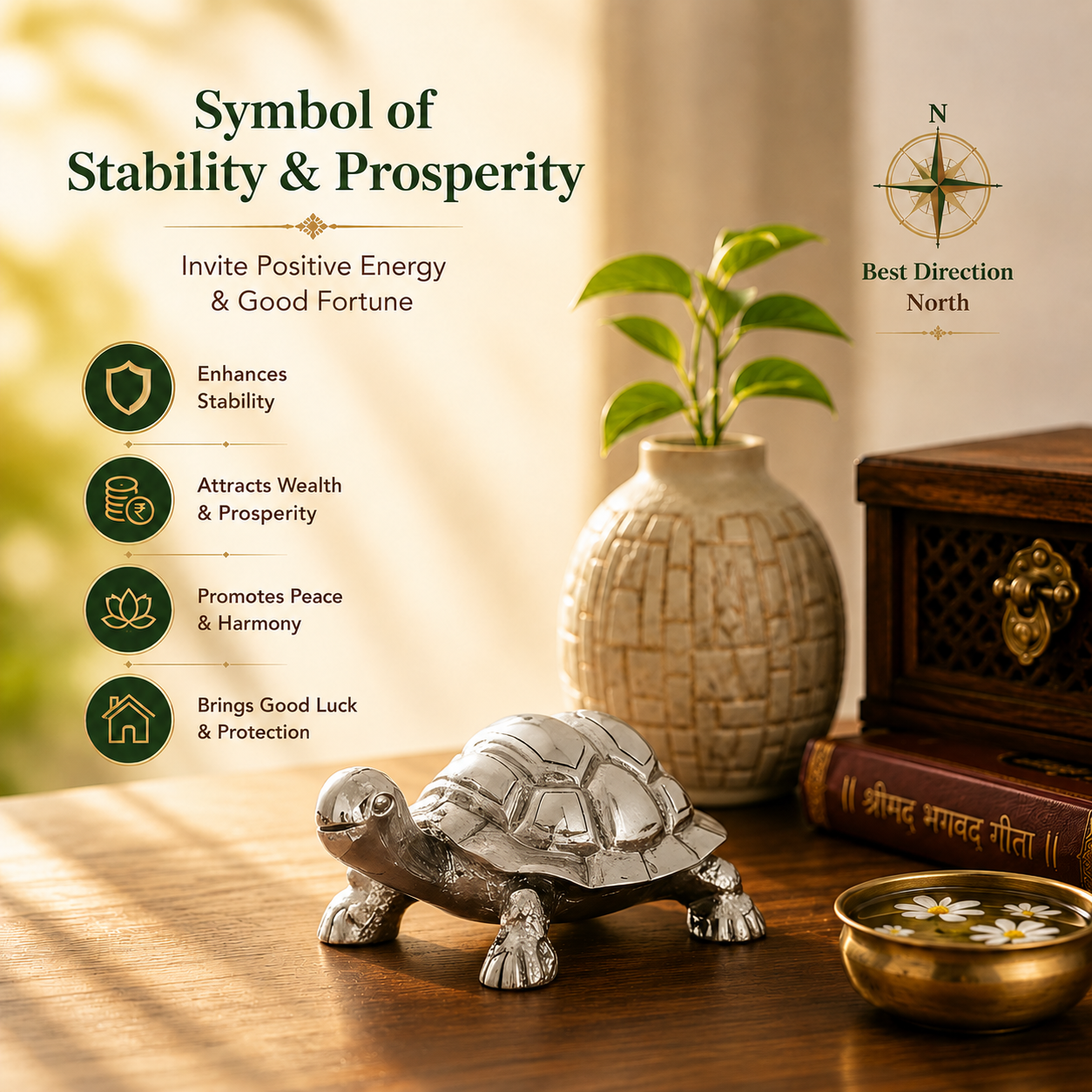 Vastu Tortoise Silver-Plated Idol
