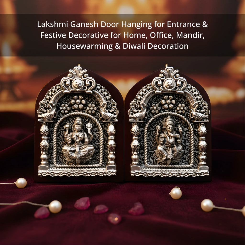 Silver-Plated Lakshmi Ganesh Hanging | 4.5 inch