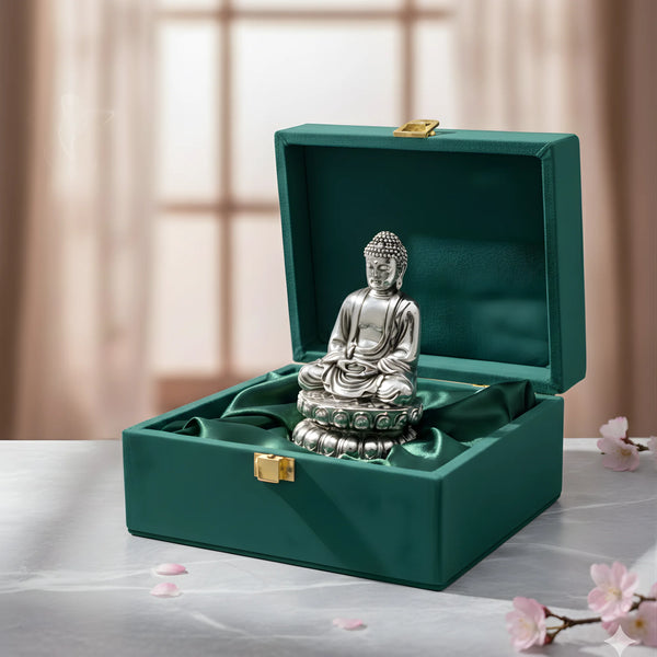 Silver Plated Meditating Lord Buddha Idol | 4.5 inch