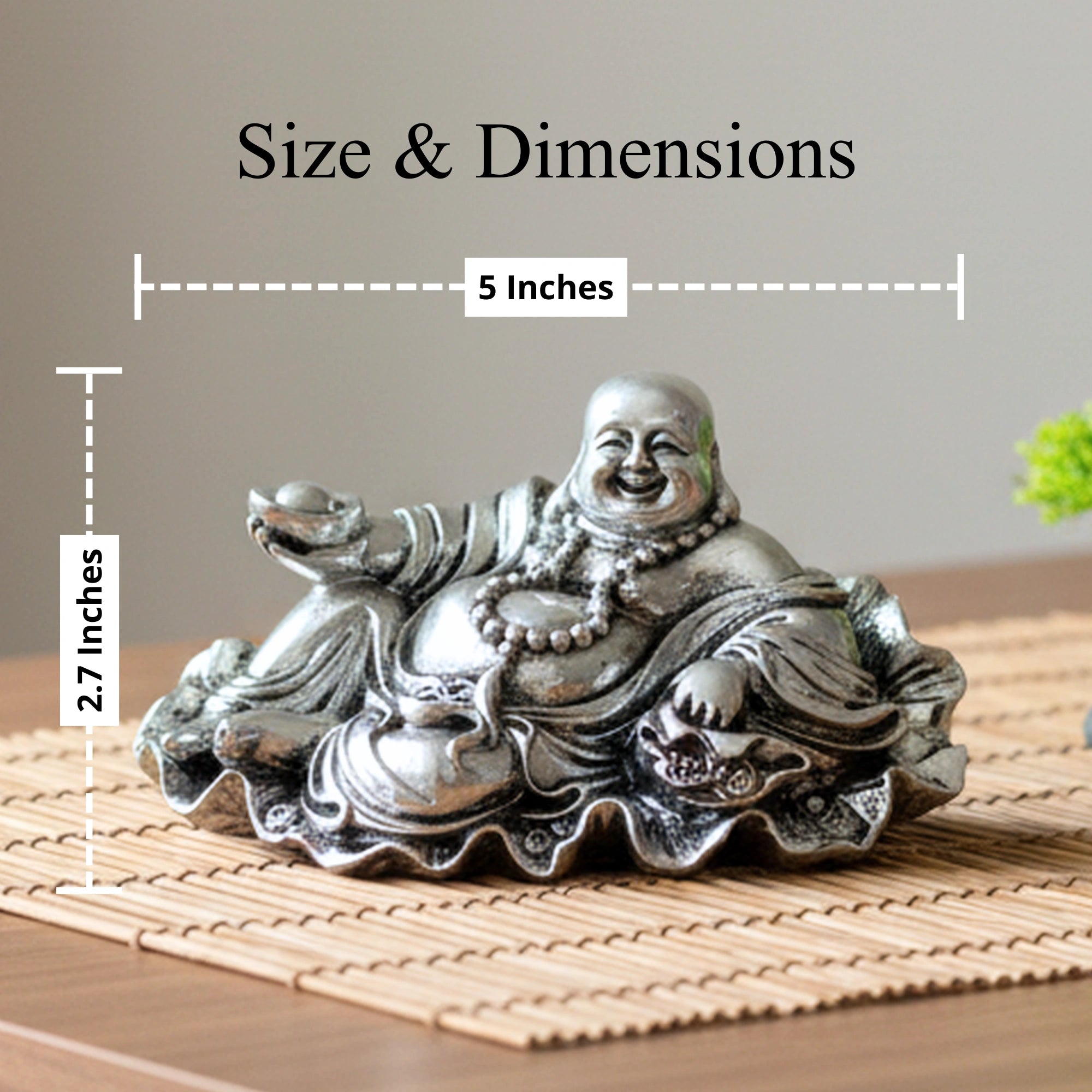 Laughing Buddha Silver-Plated Idol | Standard (4")