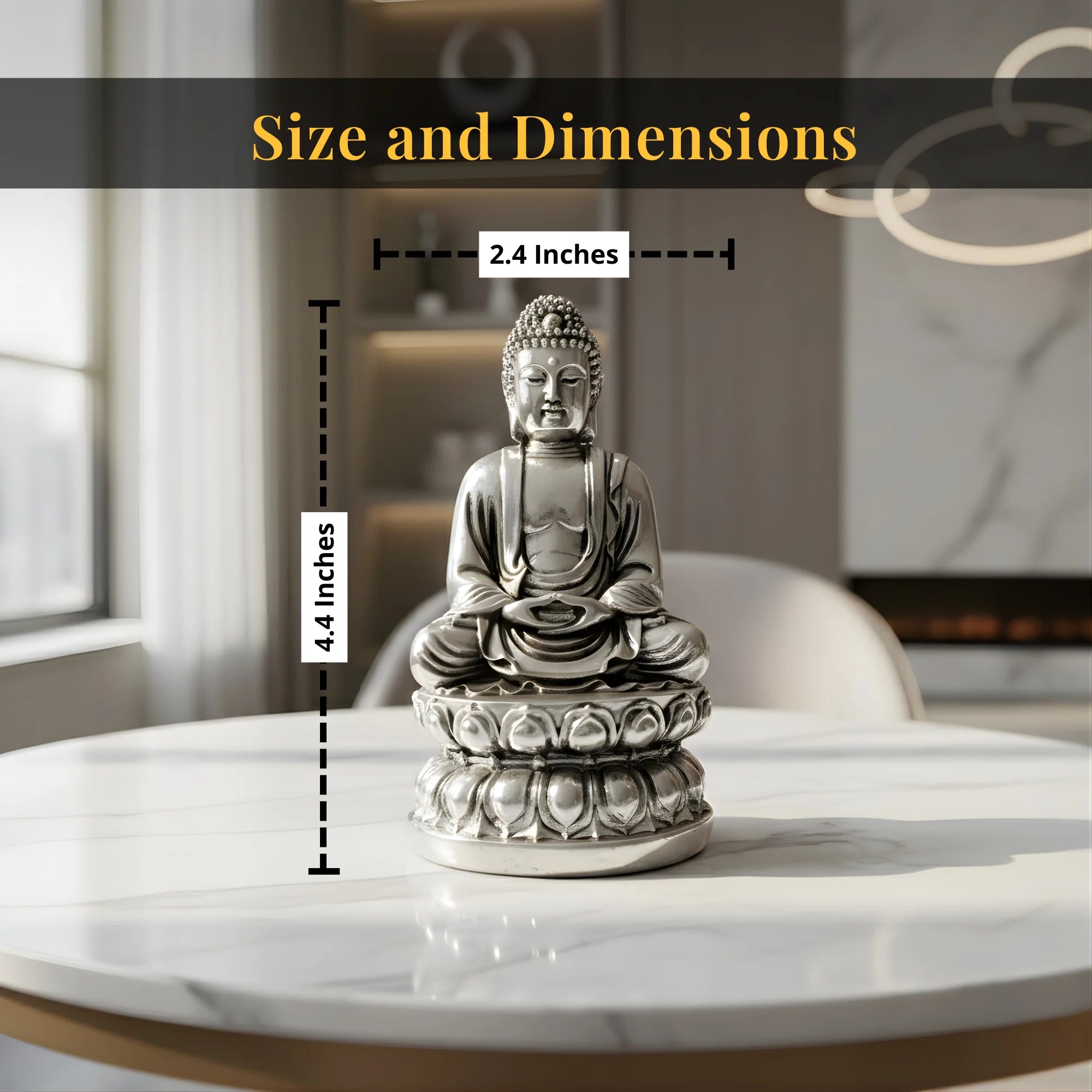 Silver Plated Meditating Lord Buddha Idol | 4.5 inch