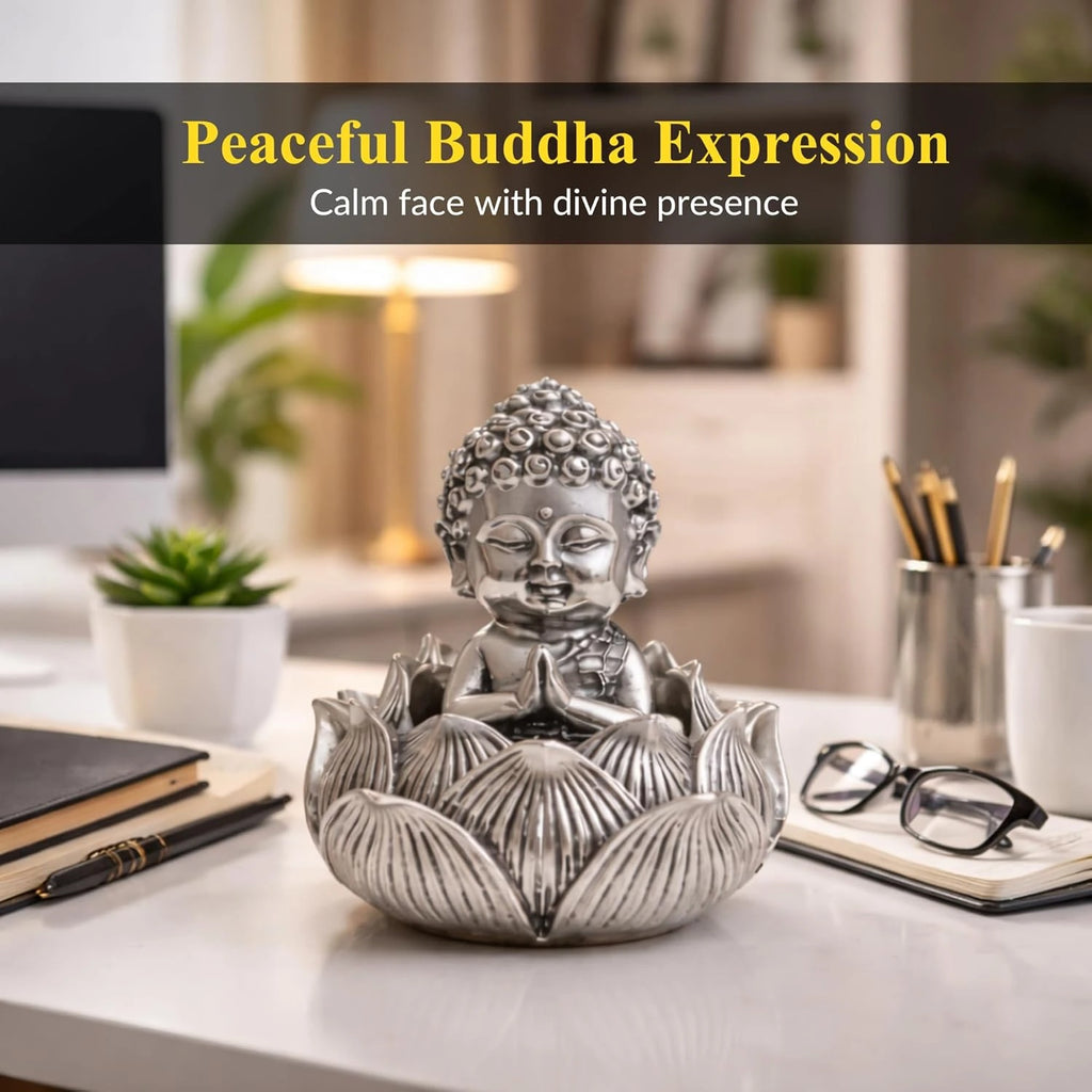Lotus Buddha Silver-Plated Idol | Small (3.5")