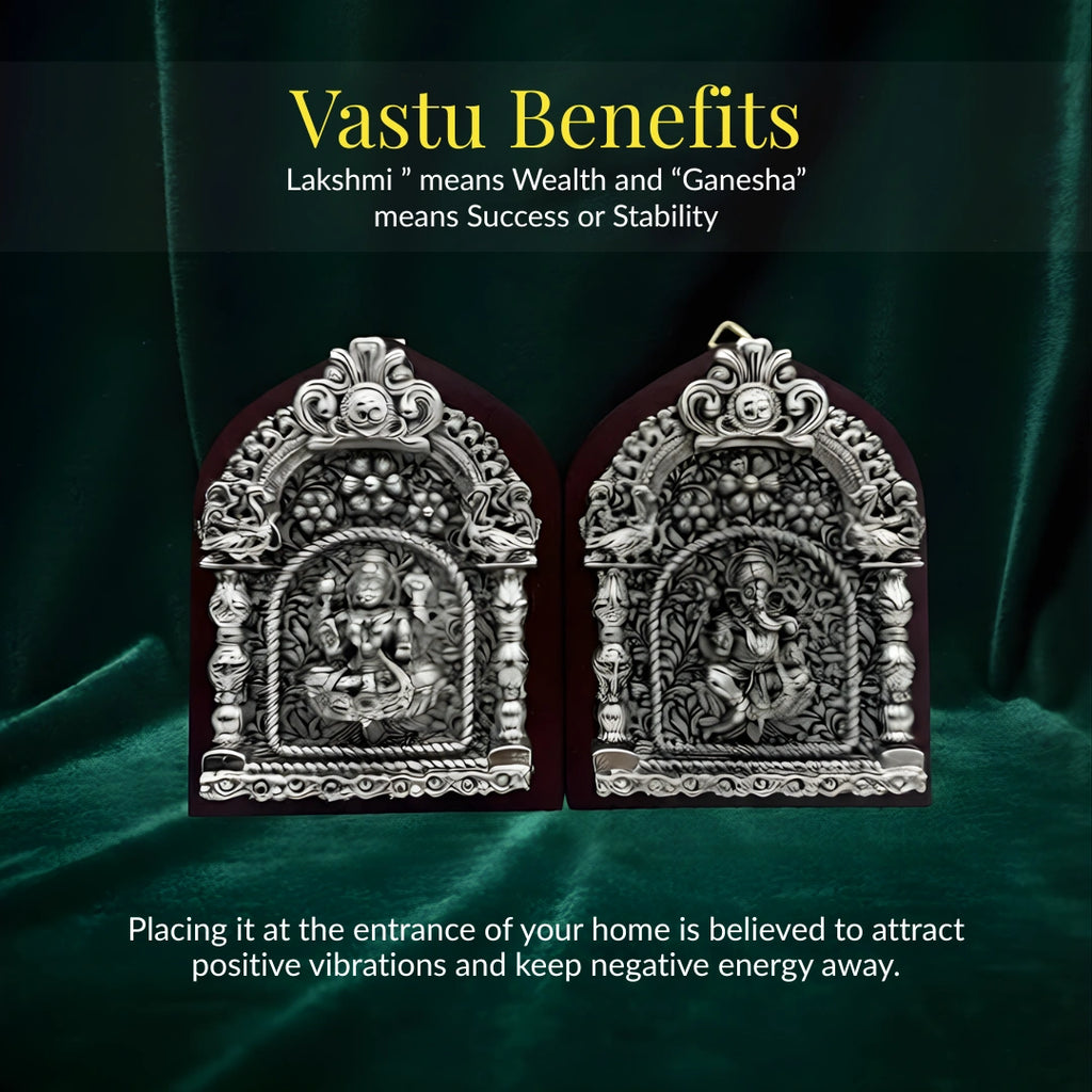Silver-Plated Lakshmi Ganesh Hanging | 4.5 inch