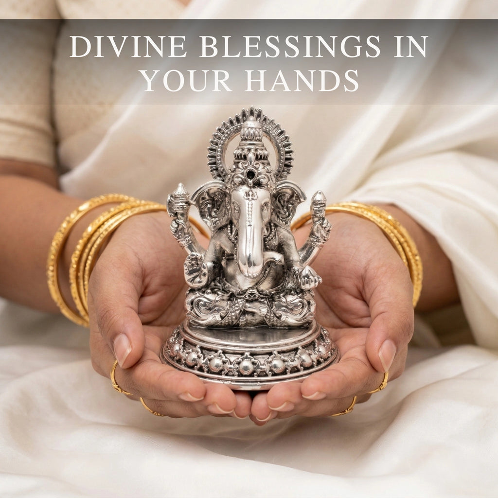 Ganesha Silver-Plated Sitting Idol (3.5")