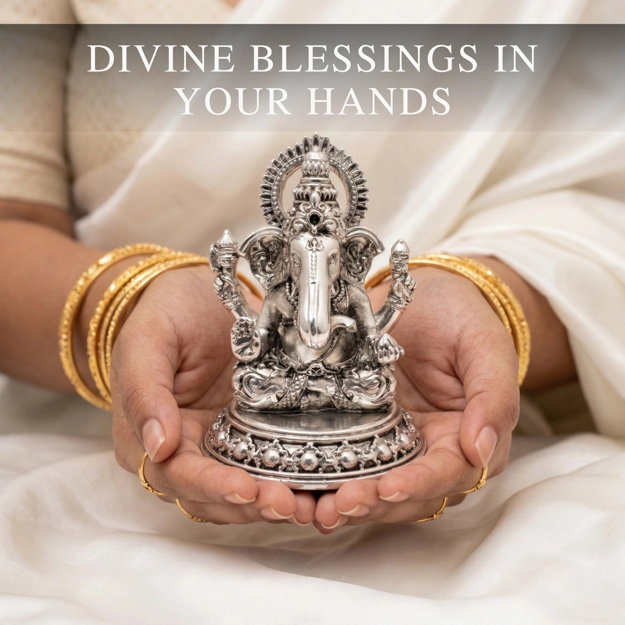 Ganesha Silver-Plated Sitting Idol (3.5")