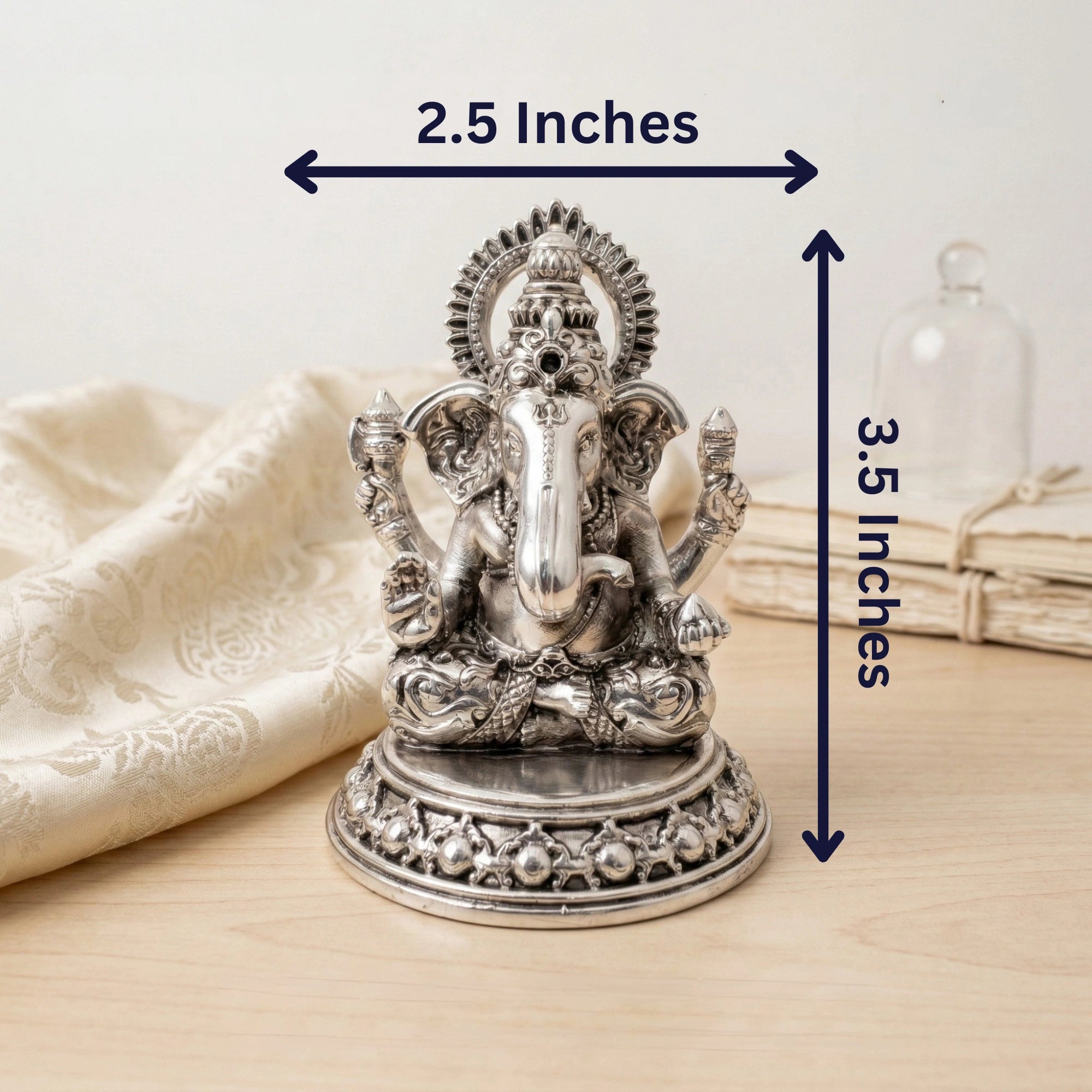 Ganesha Silver-Plated Sitting Idol (3.5") Secondary image