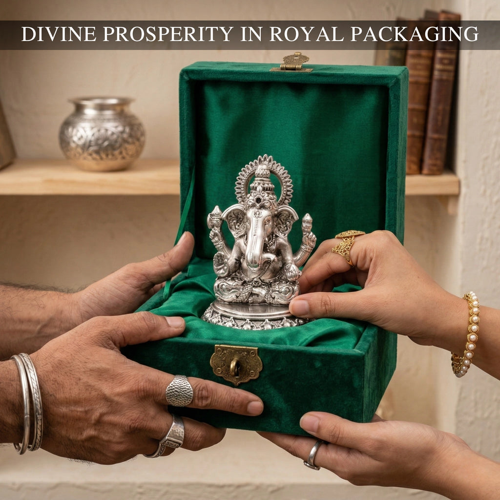Ganesha Silver-Plated Sitting Idol (3.5")