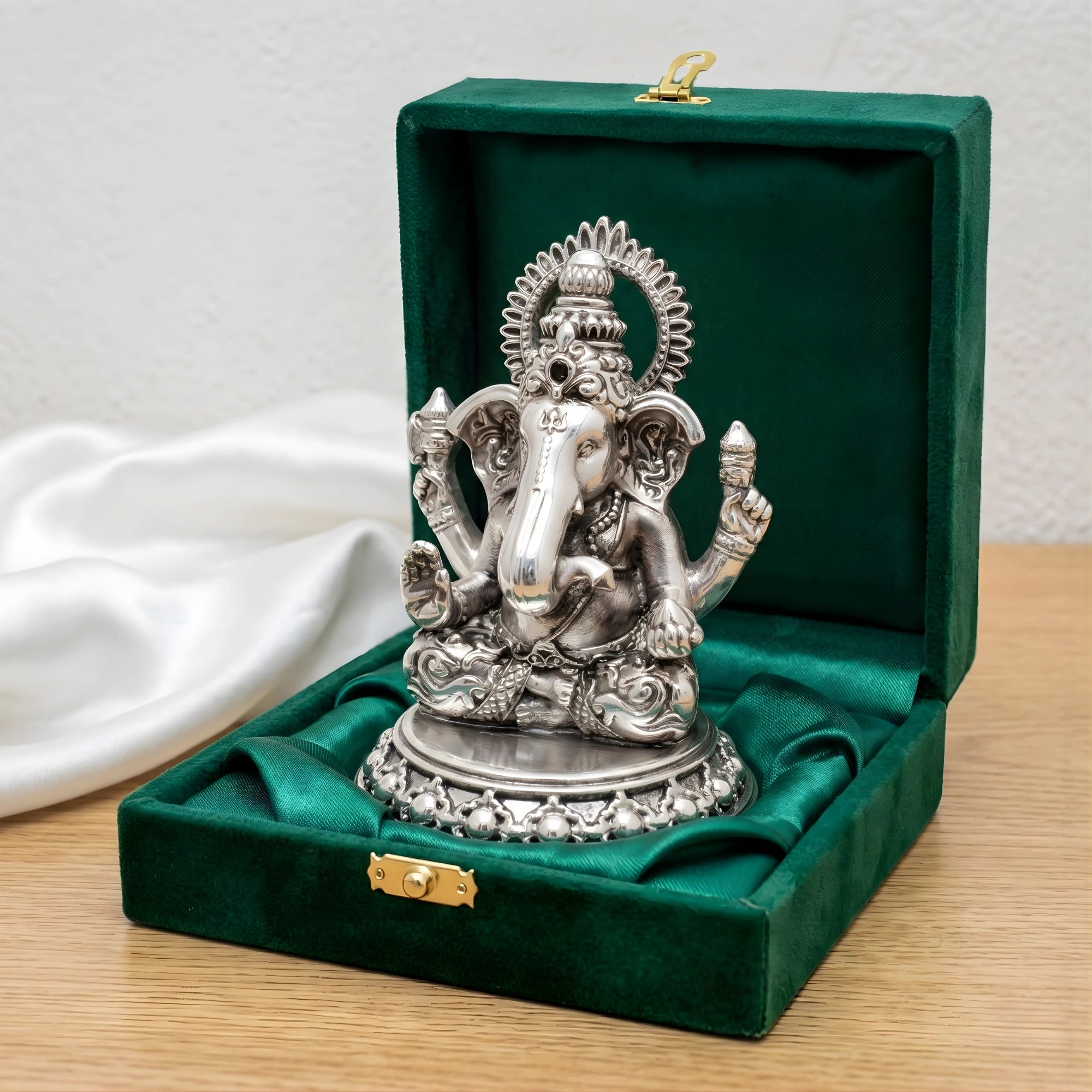Ganesha Silver-Plated Sitting Idol (3.5") Main image