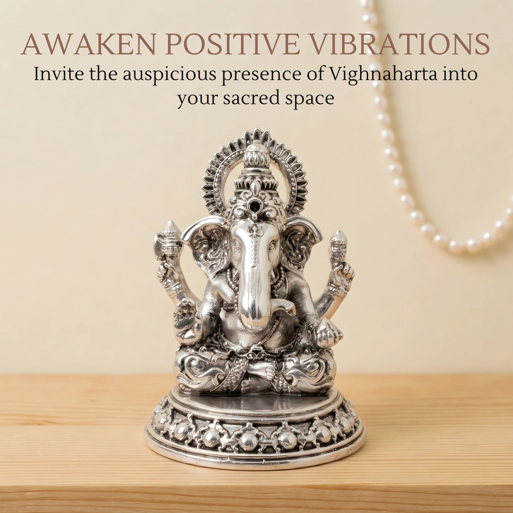 Ganesha Silver-Plated Sitting Idol (3.5")