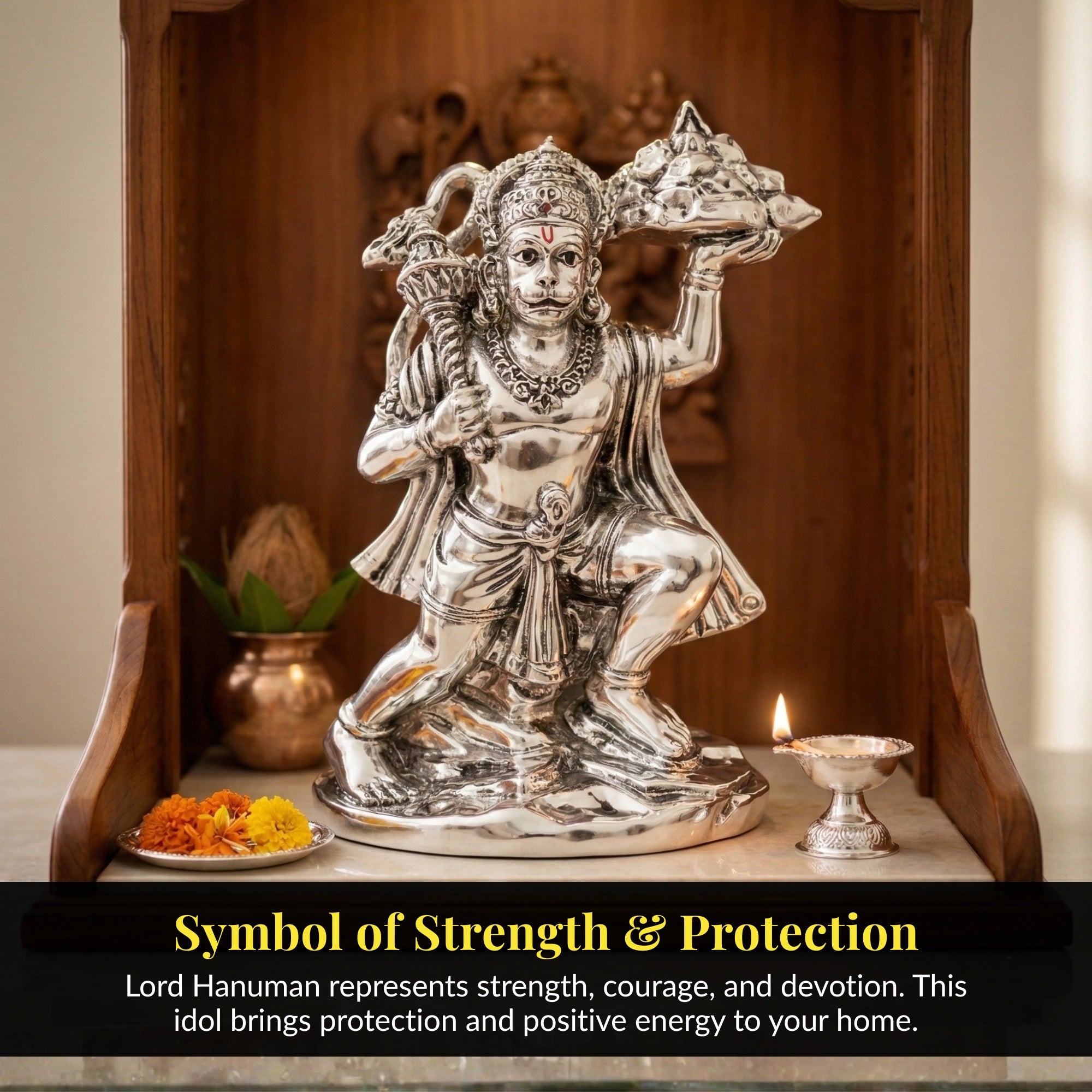 Standing Hanuman Silver-Plated Idol (5.5") Secondary image