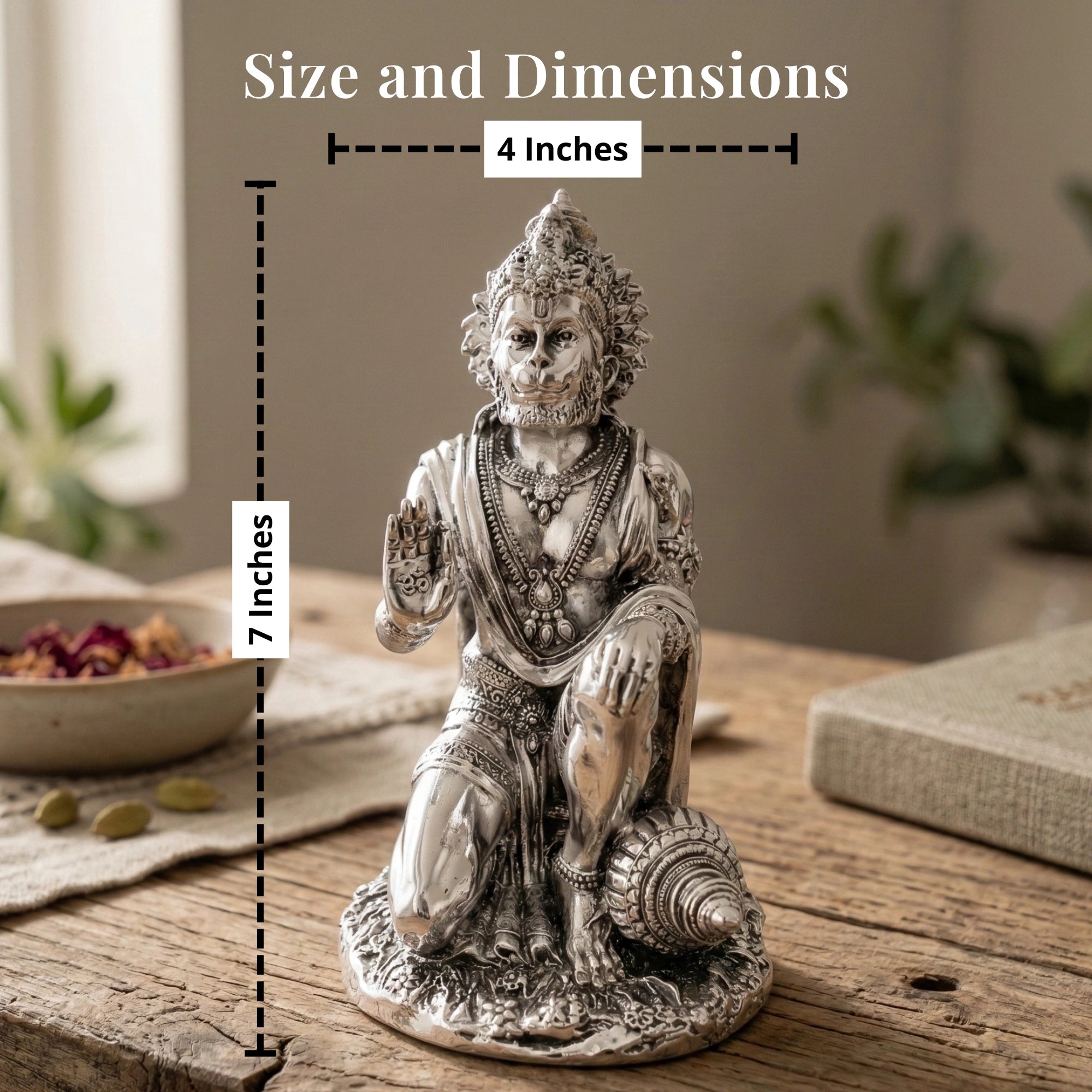 Hanuman Silver-Plated Idol (7") Secondary image