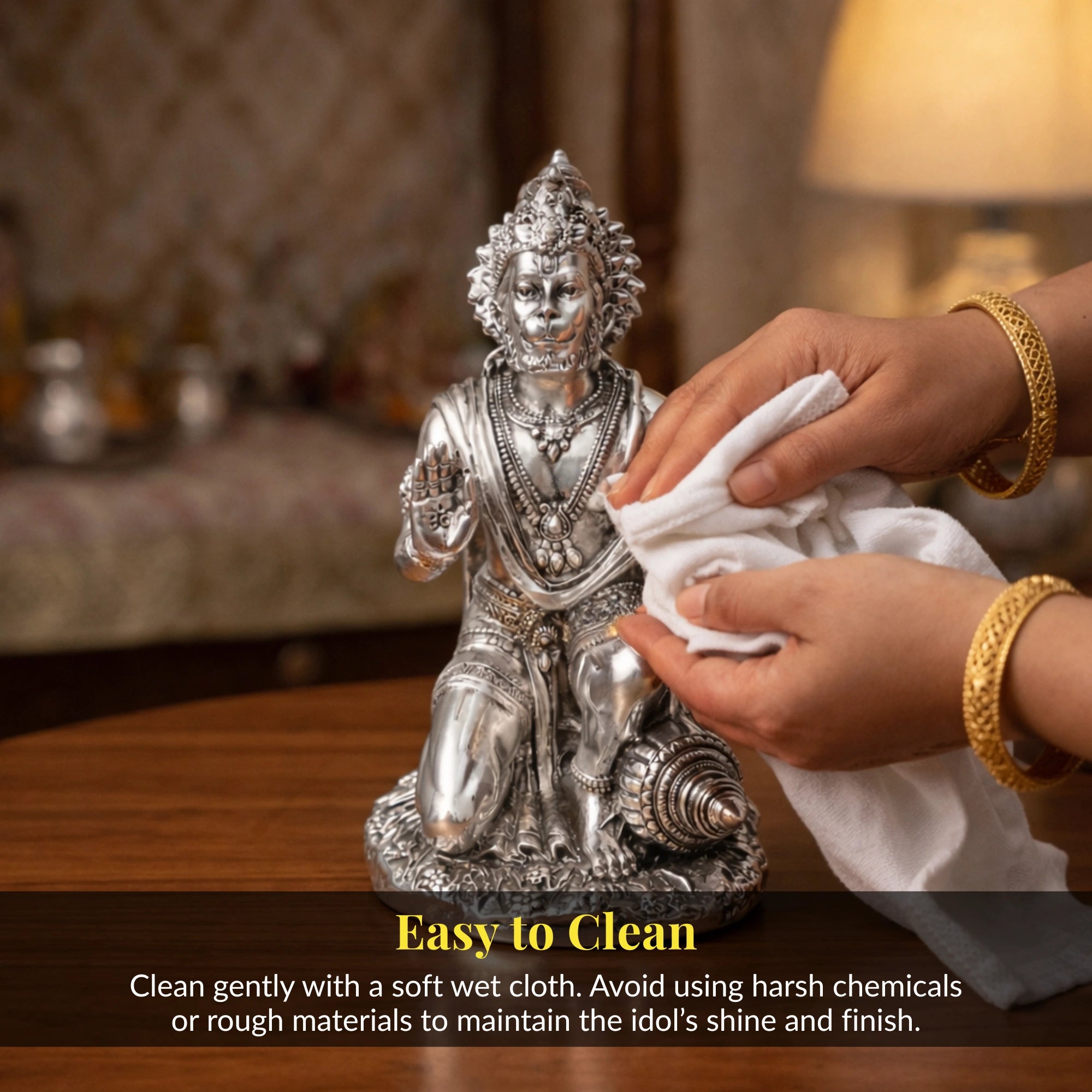 Hanuman Silver-Plated Idol (7")