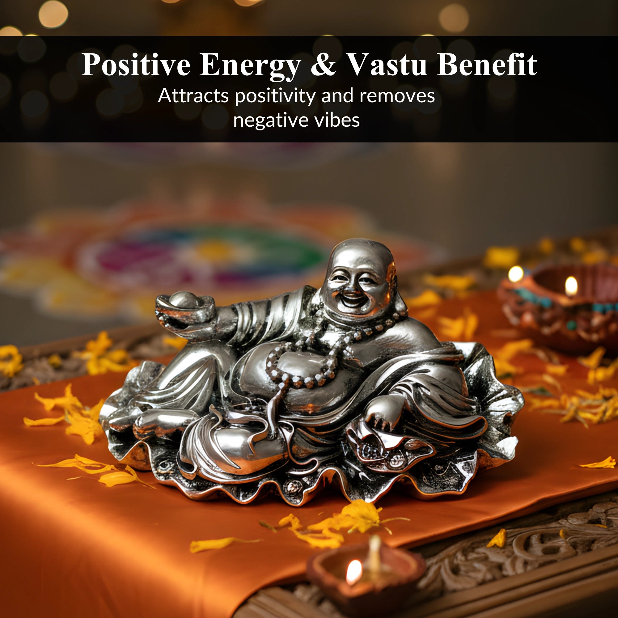 Laughing Buddha Silver-Plated Idol | Standard (4")