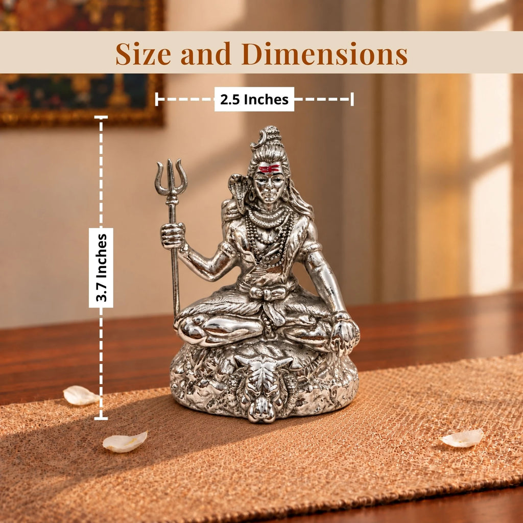 Handcrafted Silver-Plated Lord Shiva Idol for Home & Car