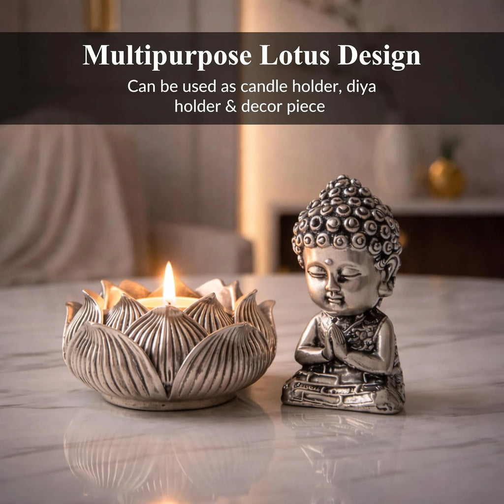 Lotus Buddha Silver-Plated Idol | Small (3.5")