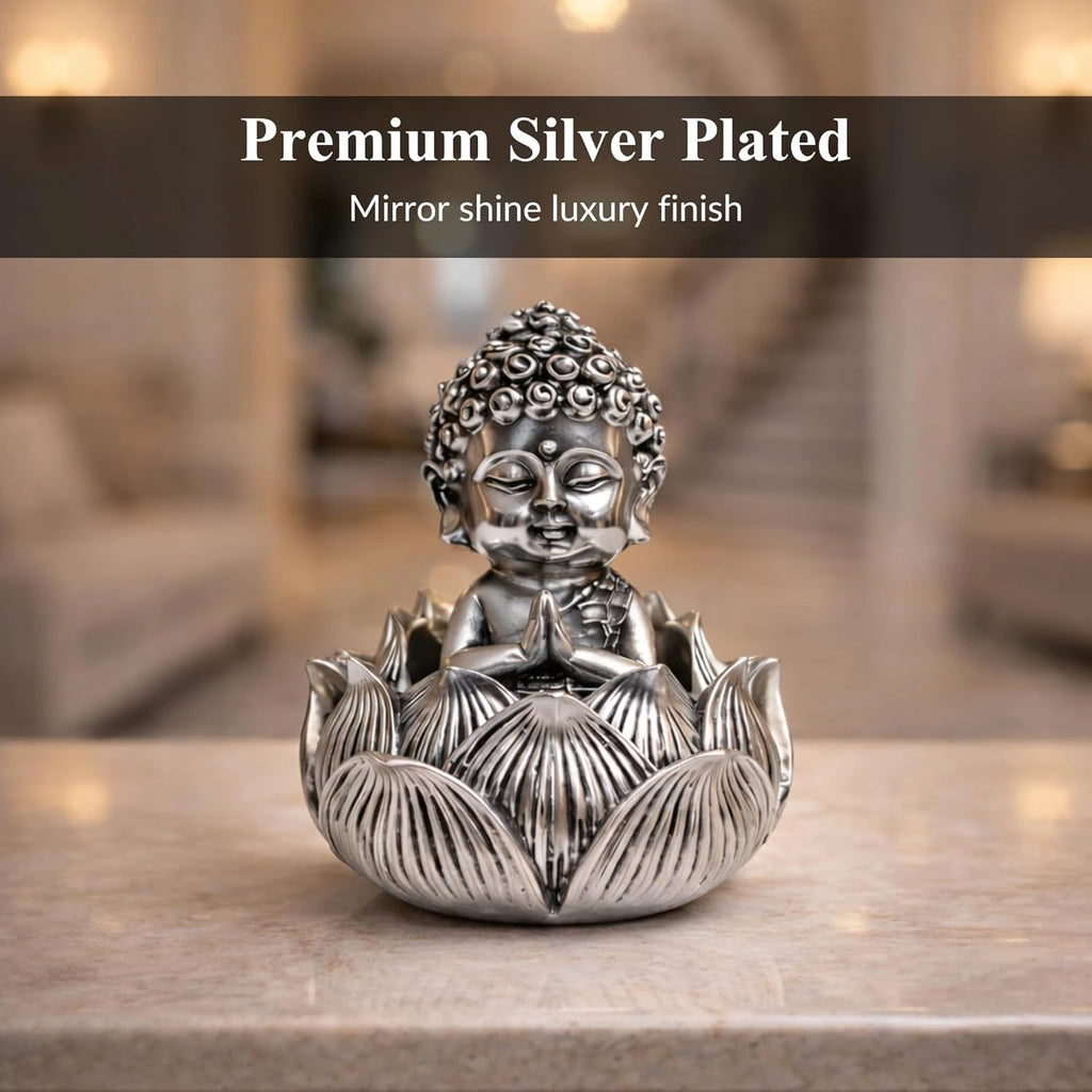 Lotus Buddha Silver-Plated Idol | Small (3.5")