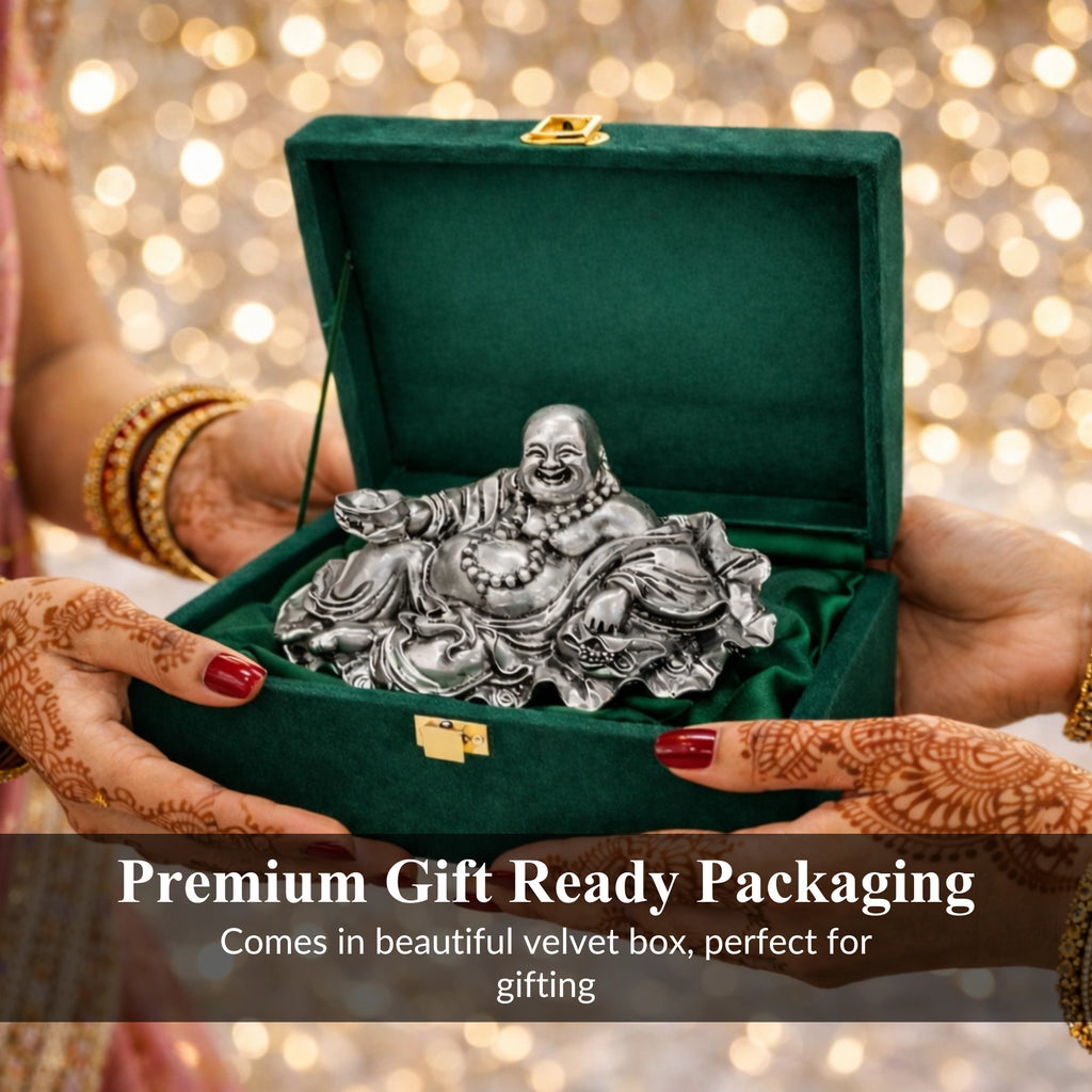 Laughing Buddha Silver-Plated Idol | Standard (4")