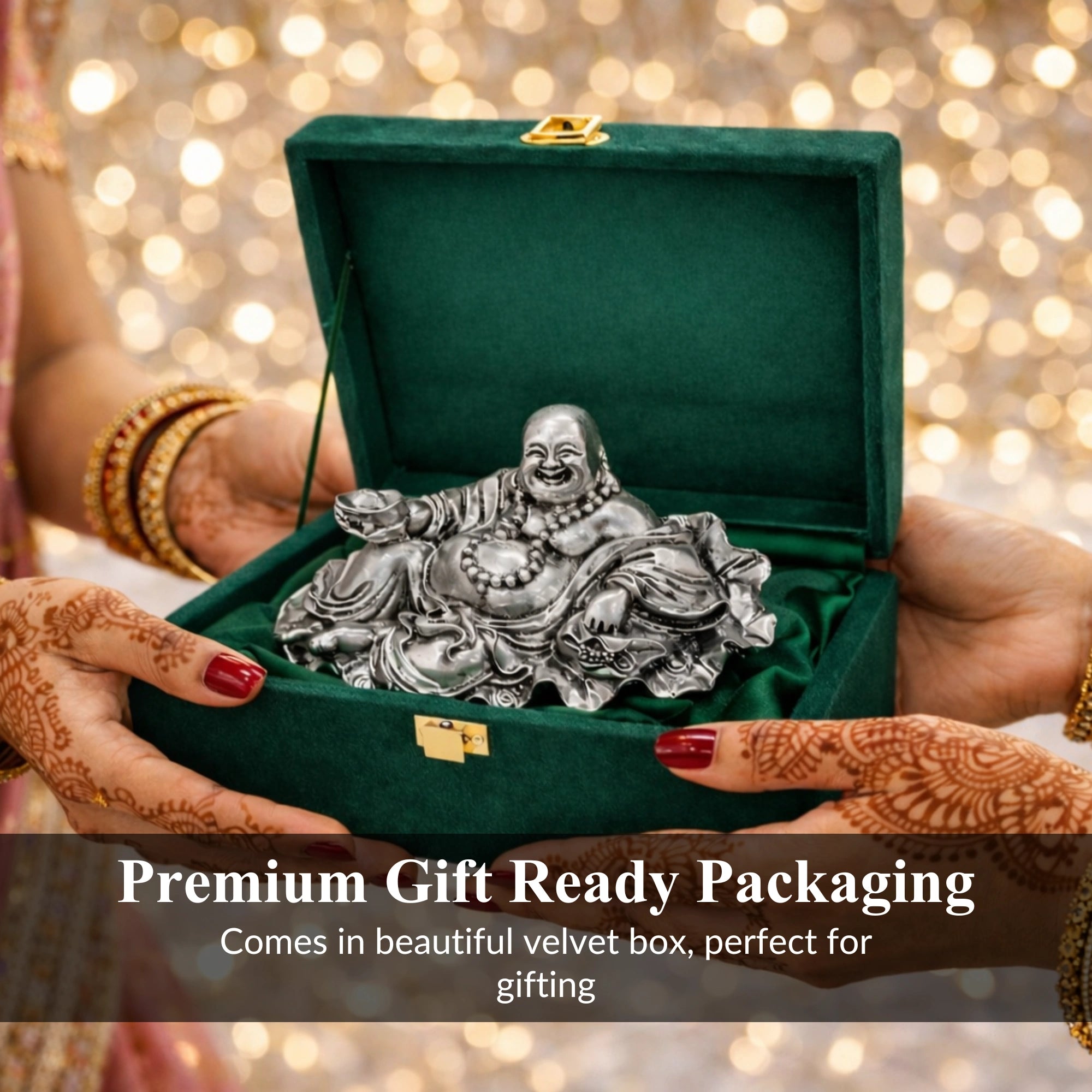 Laughing Buddha Silver-Plated Idol | Standard (4")