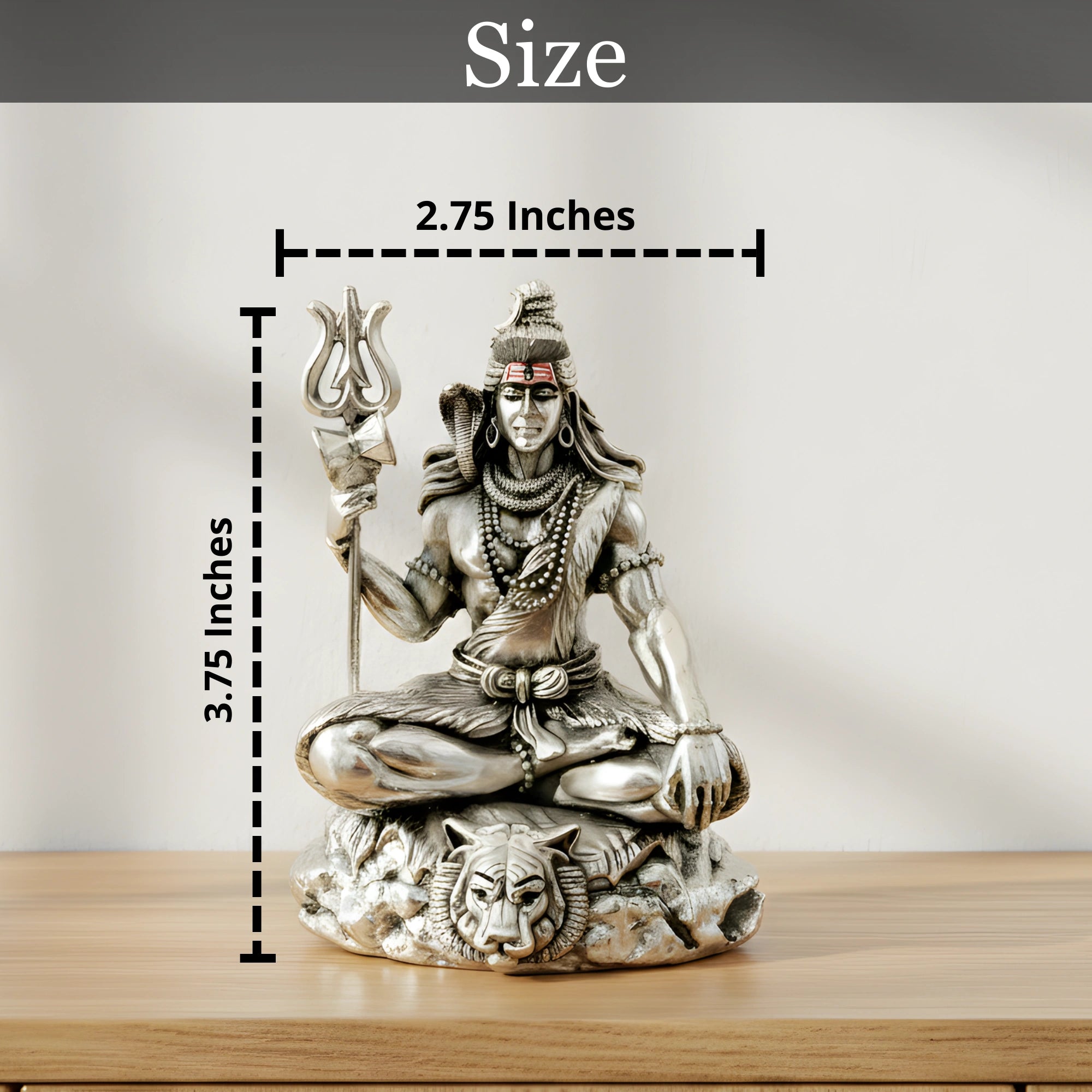 Silver-Plated Lord Shiva Idol Statue | 3.7 inch Secondary image
