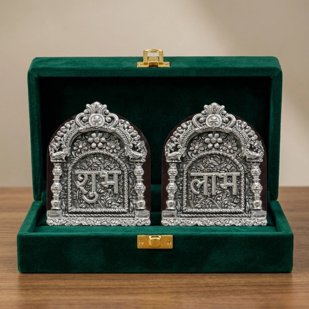 Silver Plated Subh Labh Hanging | 4.5 inch Main image