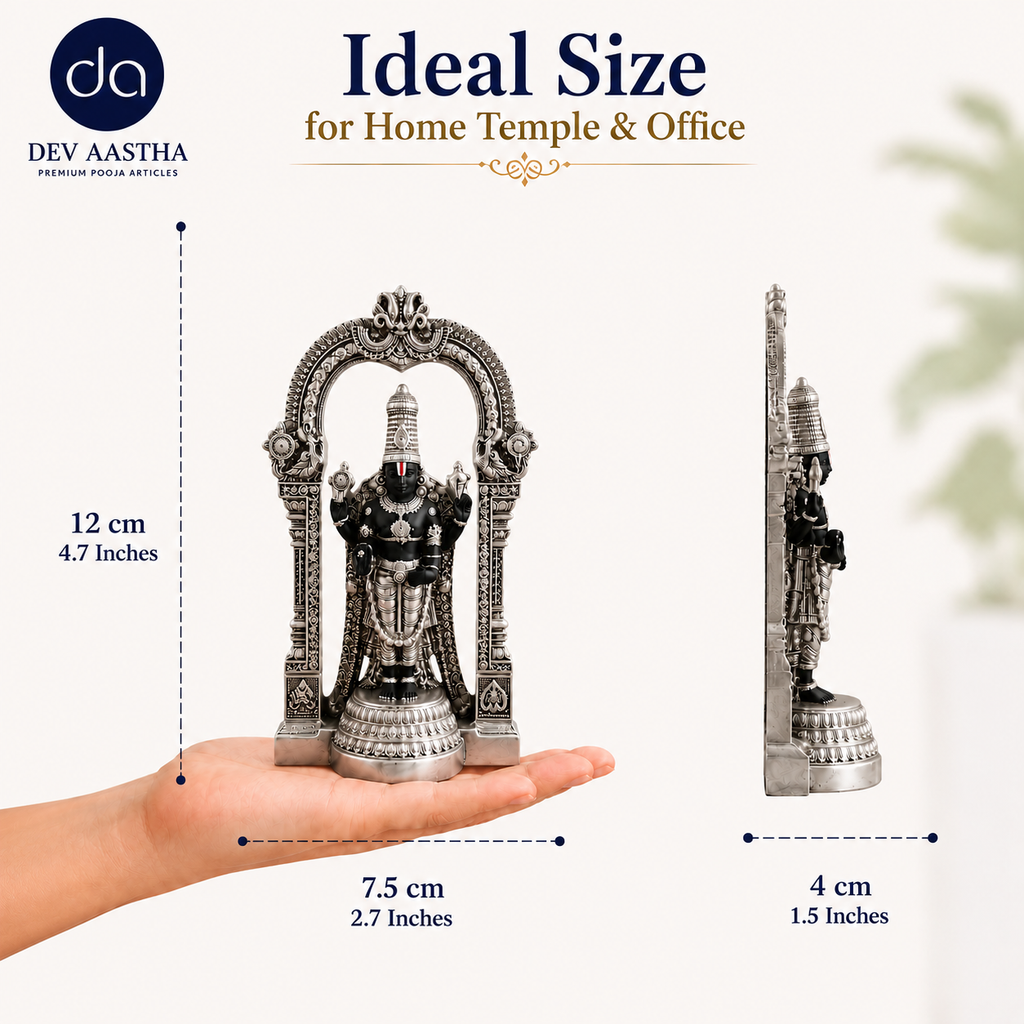 Silver-Plated Standing Tirupati Balaji Idol